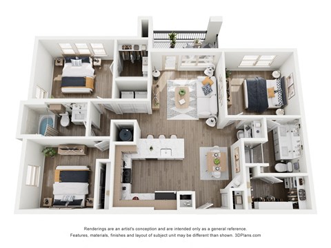 a 3 bedroom floor plan with a bathroom and a bedroom